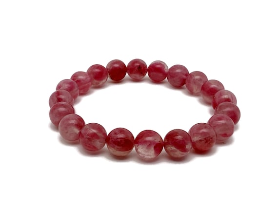 Watermelon Quartz Gemstone Bracelet - AAA Premium Quality Crystal Bracelet - Men&Women Stretchy Bracelet - Crystal Healing - AA1015