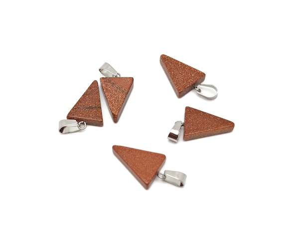 Goldstone Triangle Shape Pendants - Gemstone Triangle Necklace - Pendant Jewelry Making - Bulk Wholesale - NC1743