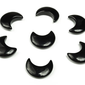 Obsidian Gemstone Moon - Crystal Moon - Carved Moon - Healing Crystal - Gemstone Crescent – 3×1.6cm – MO1043