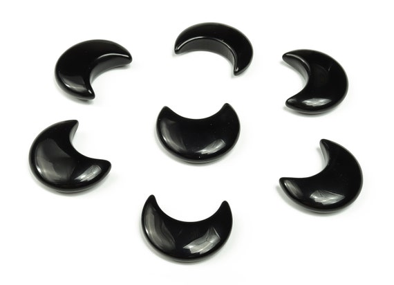 Obsidian Gemstone Moon - Crystal Moon - Carved Moon - Healing Crystal - Gemstone Crescent – 3×1.6cm – MO1043