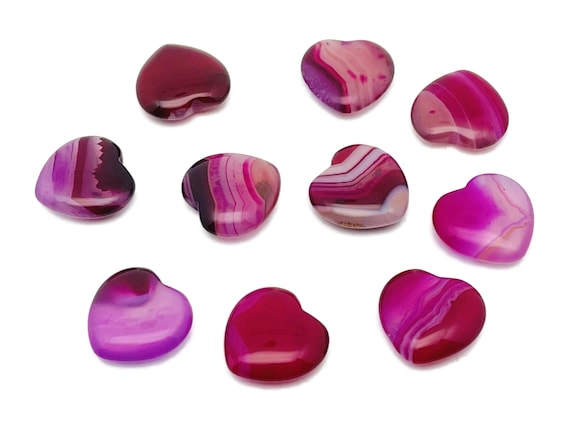 Pink Agate Heart Gemstone Flat – Heart Crystal - Healing Stones – Carving Heart - Natural stones - 20x20x6 - HE1092