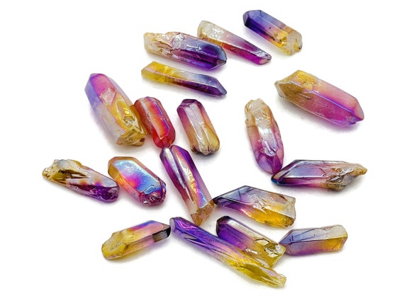 Rainbow Aura Quartz Point Gemstone - Point Purple-Yellow Aura Stone – Aura Gemstone - Lucky Stone - RA1238