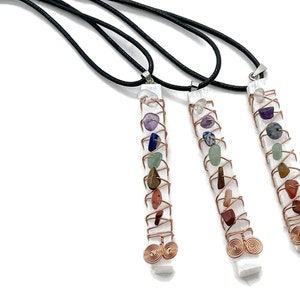 Natural 7 Chakra Selenite Sticks Pendant - Crystals Pendant Healing - Mini Crystal Pendant - Gifts - NC1306
