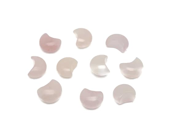 Rose Quartz Gemstone Moon Puffy - Crystal Crescent - Healing Crystal - Mini Crystal- Crescent Moon – Moon Crystals – 15x9mm – MO1087