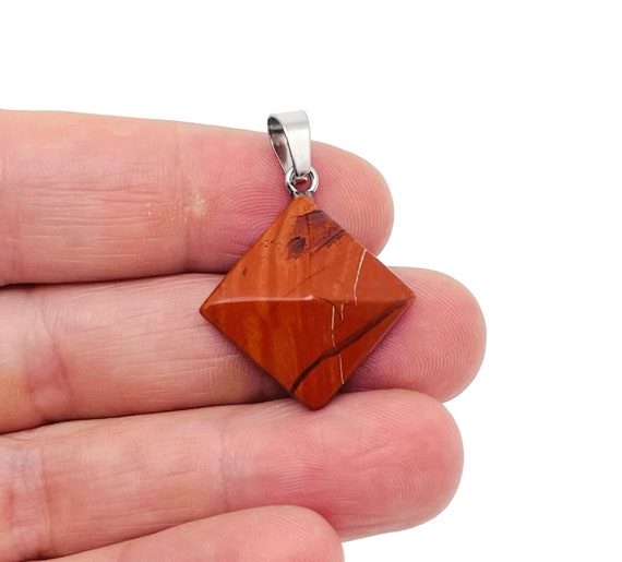 Red Jasper Gemstone Pyramid Pendant - Natural Gemstone Jewelry - Healing Crystal Reiki - For Women Lucky Pendant - NC1449
