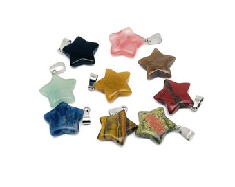 Crystal Star Pendants - Star Carved Pendant – Natural Necklaces - Heling Gemstone - Jewelry Making Supplies - NCMIX12