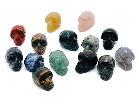 Skull Gemstone - Carving Skull - Crystal Skull - Loose Stone - Halloween - 1 Inch - SKMIX