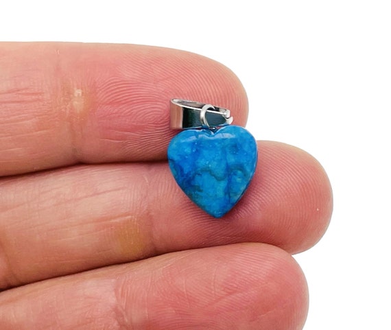 Blue Apatite Heart Pendant - Crystals Pendant Healing - Mini Crystal Pendant - Gifts - NC1494