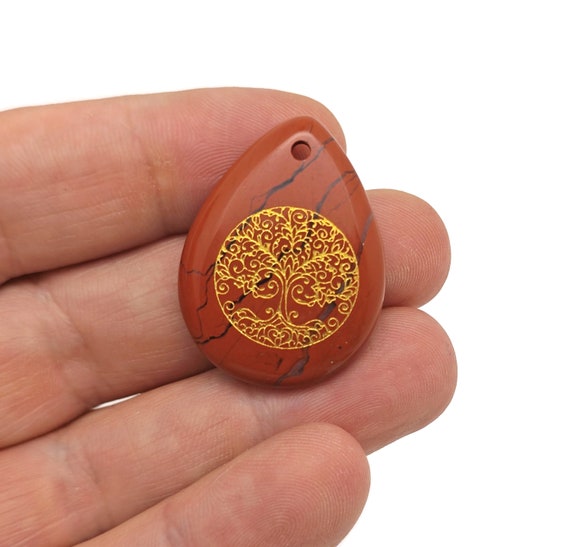 Red Jasper Drop Tree Gemstone Pendants - Crystals Pendant Healing - Loose Crystal Pendant - Gifts - NC1778