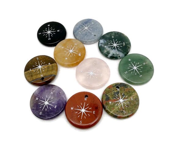 Compass Engraved Crystal Pendant - Wanderer & Traveler Gift - ENGMIX14