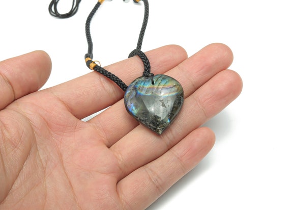 Labradorite Heart Shape Necklace Gemstone - Crystal Pendant - Crystals Healing - Gifts - NC1049