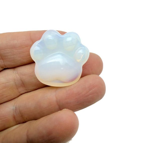 Opalite Bear Paw Crystal Carving – Handcrafted Gemstone Creature Statue - HA1257