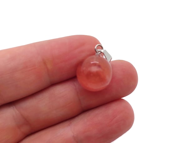 Cherry Quartz Crystal Ball Pendant - Ball Charm Whith Brass - Crystal Round Ball Pendant - Jewelry Making - Healing Crystal - NC1370