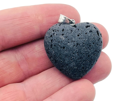 Lava Heart Pendant - Natural Lava Stone Crystal Gemstone - Polished Lava Heart Stone - Spiritual Stone – NC1332