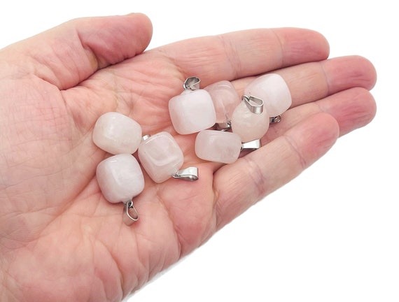 Rose Quartz Tumbled Gemstone Pendant - Crystal Pendant - Love Stone Pendant - Pendants of Surprise - NC1053-1