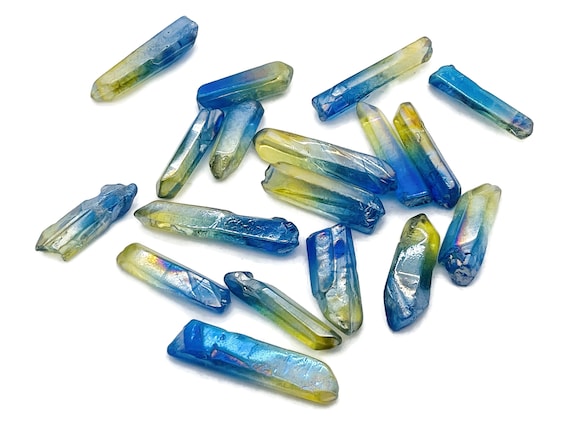 Rainbow Aura Quartz Point Gemstone - Point Dark Blue-Yellow Aura Stone – Aura Gemstone - Crystal Gift - RA1242