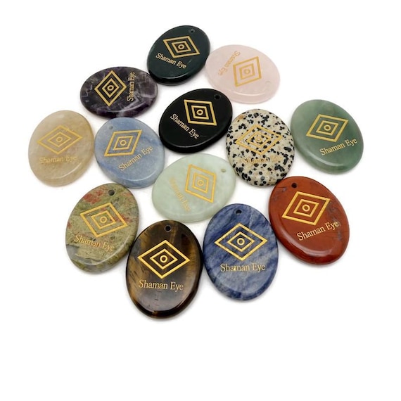 Shaman Eye Engraved Crystal Pendant - Intuitive Energy Protection - ENGMIX13
