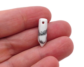 Howlite Crystal Point Hole Pendant - Drilled Crystal Point - Natural Gemstone - Stick Point Bead - Healing Stone - NC1308