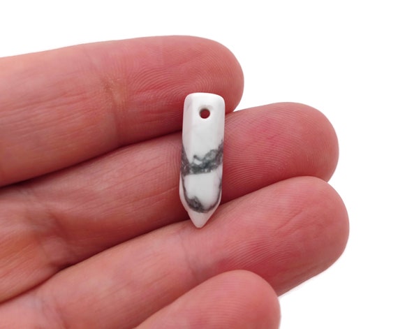 Howlite Crystal Point Hole Pendant - Drilled Crystal Point - Natural Gemstone - Stick Point Bead - Healing Stone - NC1390