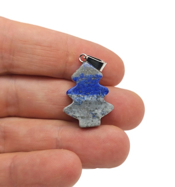 Lapis Lazuli Pine Tree Gemstone Pendants - Crystals Pendant Healing - Mini Crystal Pendant - Gifts - NC1762