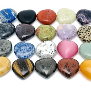 Crystal Gemstone Hearts - Natural Stone Heart - High Quality Gemstone - 40x40x20mm - HEMIX5