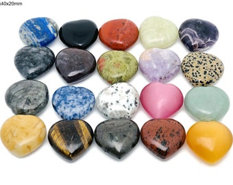 Crystal Gemstone Hearts - Natural Stone Heart - High Quality Gemstone - 40x40x20mm - HEMIX5