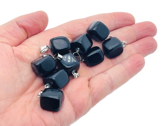 Obsidian Tumbled Gemstone Pendant - Crystal Pendant - Love Stone Pendant - Pendants of Surprise - NC1053-6