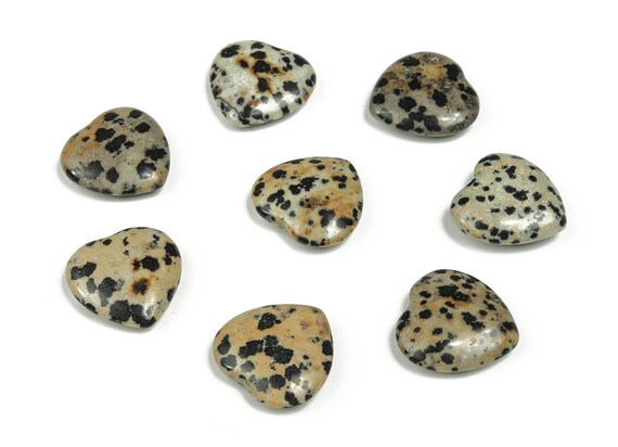 Dalmatian Jasper Heart Gemstone Flat – Heart Crystal - Healing Stones – Carving Heart - Natural stones - 20x20x6 - HE1061