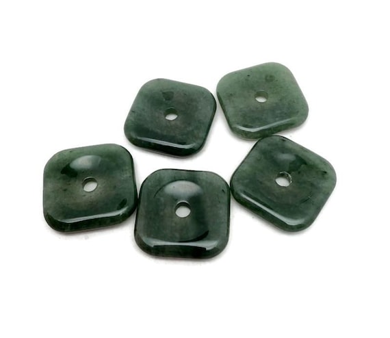 Aventurine Square Crystal Donut Pendant – Natural Gemstone Healing Amulet - 30mm - DO1121