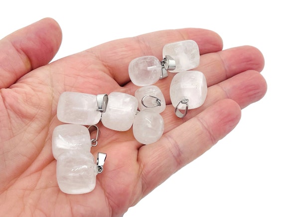 Clear Quartz Tumbled Gemstone Pendant - Crystal Pendant - Love Stone Pendant - Pendants of Surprise - NC1053-5