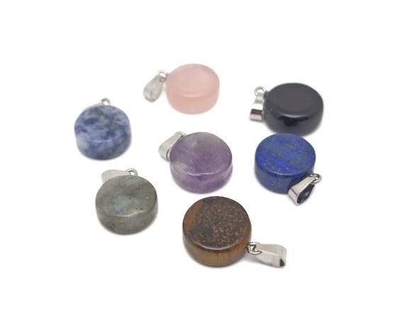 Gemstone Flat Round Pendants - Crystal Round Coin - Loose Gemstone - Cabochon Gemstone - Handmade Gemstone Round - NCMIX