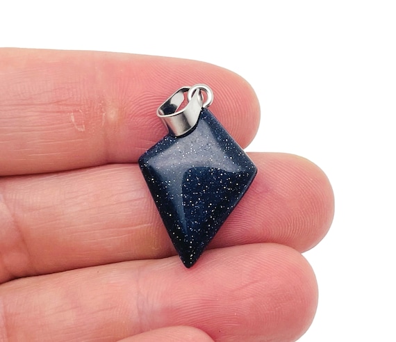 Blue GoldStone Gemstone for Pendant - Triangle Geometric Gemstone Pendant - Natural Gemstone Jewelry - For Women Lucky Pendant - NC1424