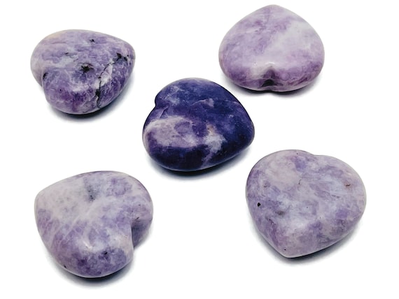 Lepidolite Heart Gemstone - Crystal Heart - Lepidolite Charms - Loose Stone - Reiki Crystal - 4cm - HE1243