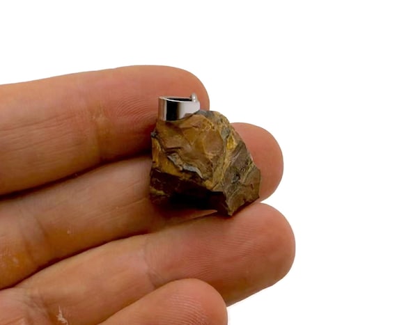 Tiger Eye Raw Crystal Pendant - Crystals Pendant Healing - Drilled Crystal - Gifts - NC1980