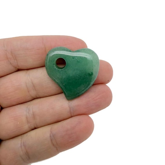 Aventurine Natural Gemstone Heart Pendant – Crystal Heart Charm for Necklace Making - HT1002