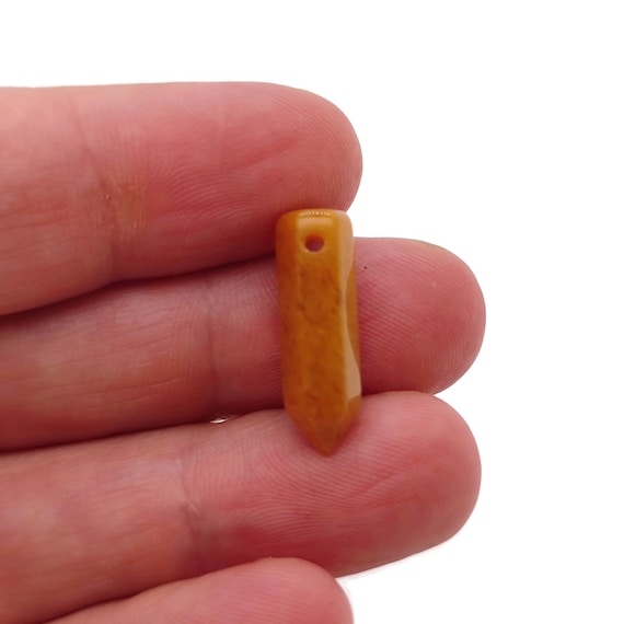 Yellow Jade Crystal Point Hole Pendant - Drilled Crystal Point - Natural Gemstone - Stick Point Bead - Healing Stone - NC1399