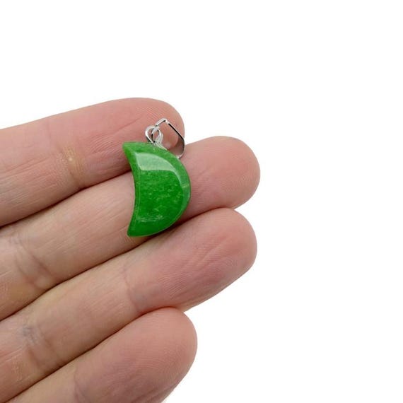Green Jade Moon Pendant - Moon Earring Crystal - Crystals Healing - Jewelry Making Supplies - MNC1027