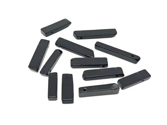 Obsidian Drilled Tumbled Stones - Rectangle Hole Tumbled Stone - Making Jewelry Cytsals - Bulk Stones - NC1797