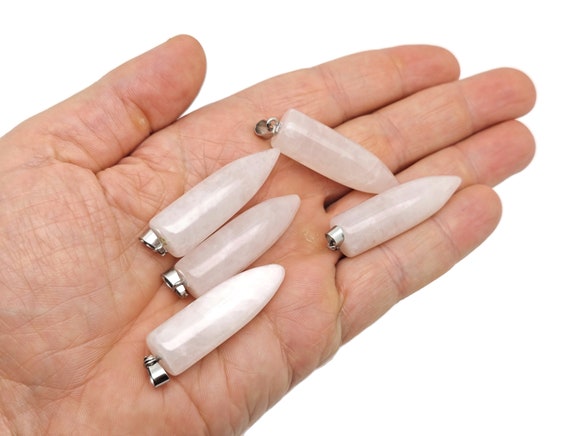 Rose Quartz Bullet Gemstone Pendant - Crystal Point Bullet Necklace - Polished Bullet Carved - Crystal Healing - Mineral Gemstone - NC1569