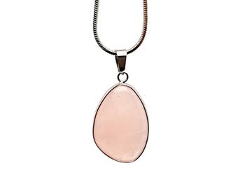 Rose Quartz Silver Gemstone Pendant - Dainty Crystal Pendant - Birthstone Charm - Jewelry DIY Charms - Gift Charm - NC1747
