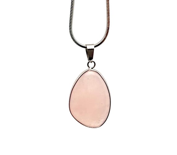 Rose Quartz Silver Gemstone Pendant - Dainty Crystal Pendant - Birthstone Charm - Jewelry DIY Charms - Gift Charm - NC1875