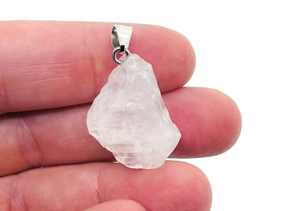 Clear Quartz Raw Crystal Pendant - Crystals Pendant Healing - Drilled Crystal - Gifts - NC1136