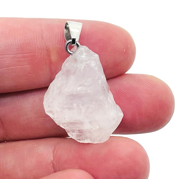 Clear Quartz Raw Crystal Pendant - Crystals Pendant Healing - Drilled Crystal - Gifts - NC1136