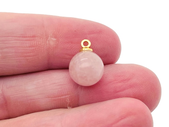 Rose Quartz Ball Beads - Crystal Beads Earring - Crystal Beads Pendant - Crystal Carving - NC1194