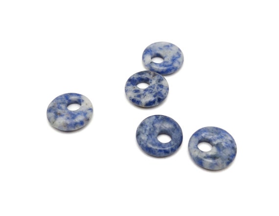 Sodalite Gemstone Pi Stone - Crystal Donut Pi Stone - Pi Stone -Crystal Earrings - Lucky Safety Pendant Jewelry - 18mm - DO1031