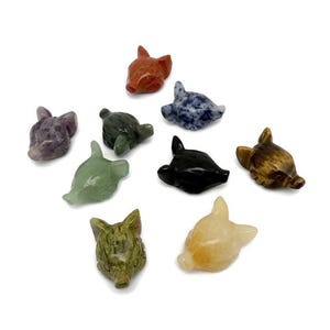Crystal Fox Head Carvings - Crystal Figure - Handmade Carved Animal - Carved Craft Gifts - Energy Gift Home Decor - ANMIX10
