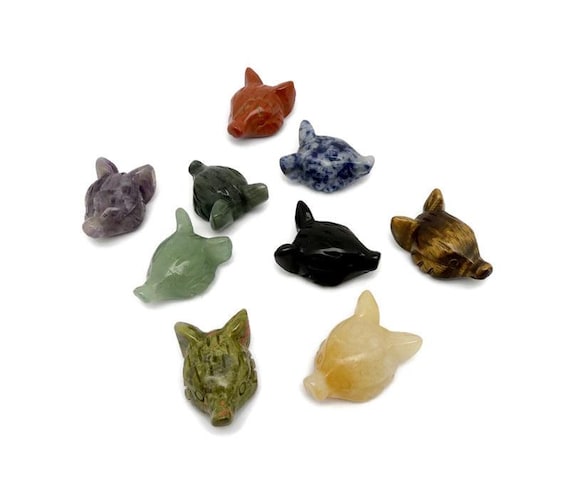 Crystal Fox Head Carvings - Crystal Figure - Handmade Carved Animal - Carved Craft Gifts - Energy Gift Home Decor - ANMIX10