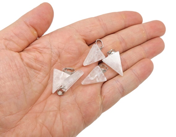 Clear Quartz Triangle Shape Pendants - Gemstone Triangle Necklace - Pendant Jewelry Making - Bulk Wholesale - NC1741