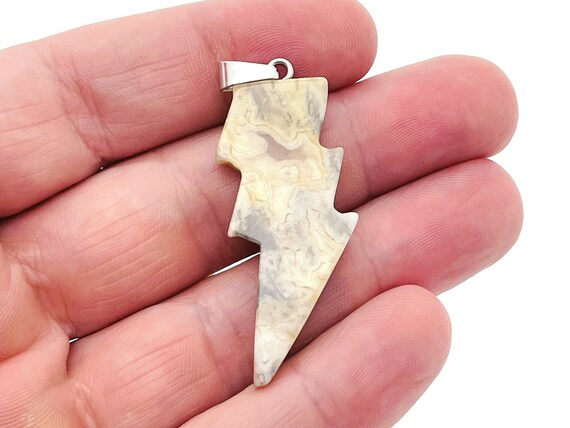 Crazy Lace Agate Lightning Pendant - Lightning Crystal - Lightning Stone - Crystal Carving - NC1188