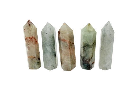 Green Rutilated Quartz Obelisk Tower Stone - Gemstone Tower - Meditation Gemstone - Crystal Gifts - Home Crystal Decor - TW1147